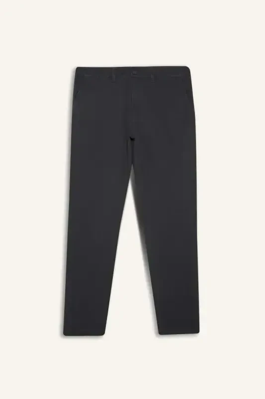 Regular Fit Normal Cut Straight Leg Chino Pants-Anthracite - 8
