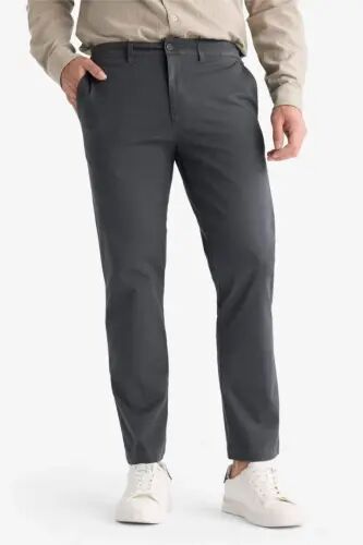 Regular Fit Normal Cut Straight Leg Chino Pants-Anthracite - 5