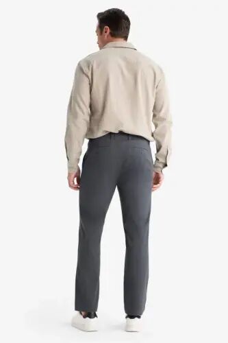 Regular Fit Normal Cut Straight Leg Chino Pants-Anthracite - 7
