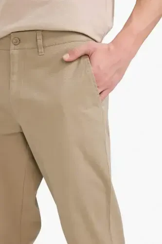 Regular Fit Normal Kesim Düz Paça Chino Pantolon-Açık Kahve - 5
