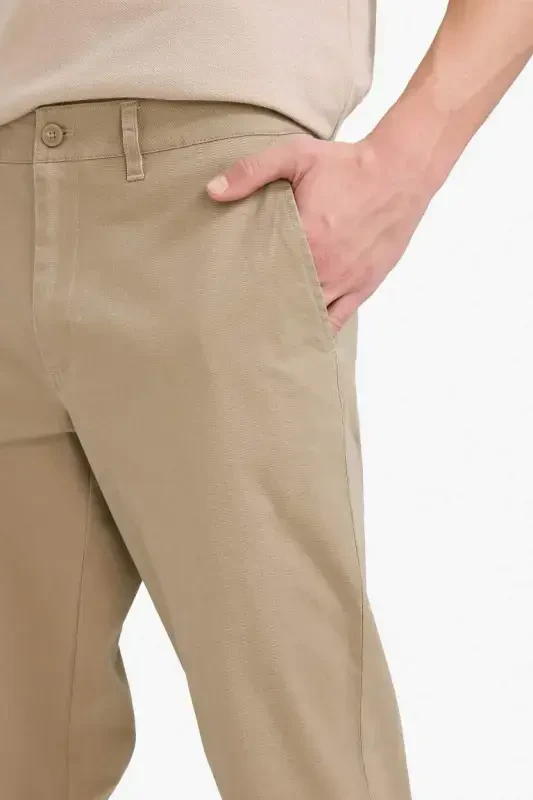 Regular Fit Normal Kesim Düz Paça Chino Pantolon-Açık Kahve - 5