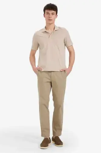 Regular Fit Normal Kesim Cepli Düz Paça Chino Pantolon-Açık Kahve - DEFACTO (1)