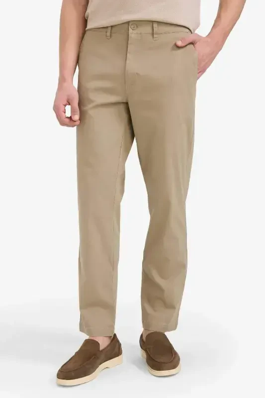 Regular Fit Normal Kesim Cepli Düz Paça Chino Pantolon-Açık Kahve - 4