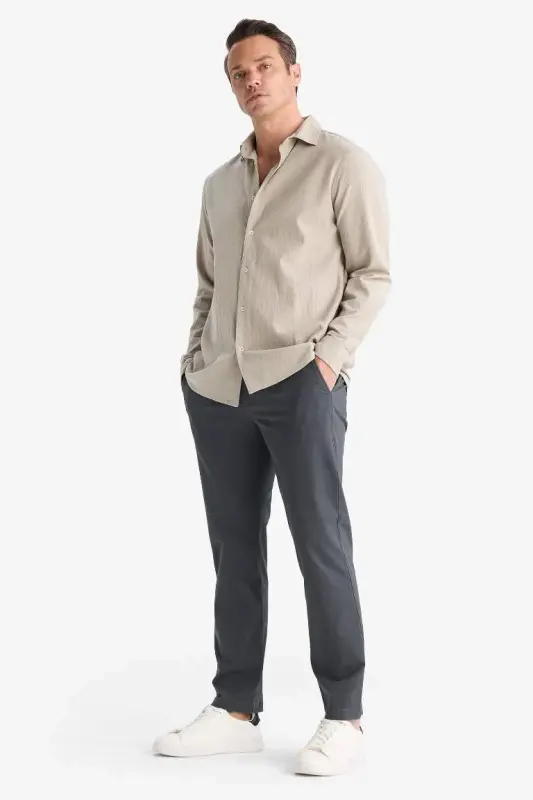 Regular Fit Normal Kesim Cepli Düz Paça Chino Pantolon-Antrasit - 2