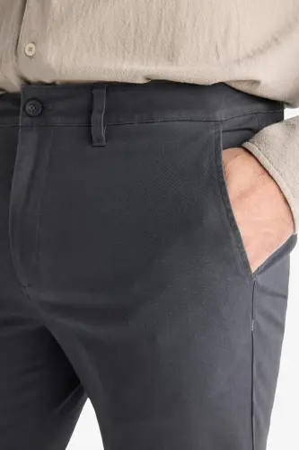 Regular Fit Normal Kesim Cepli Düz Paça Chino Pantolon-Antrasit - 6