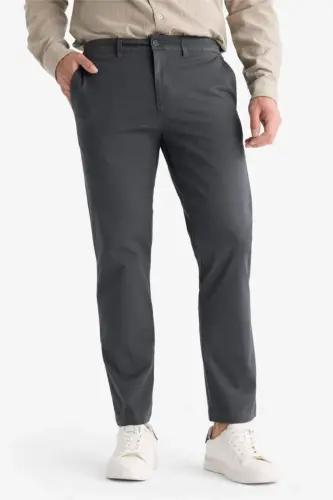 Regular Fit Normal Kesim Düz Paça Chino Pantolon-Antrasit - 5