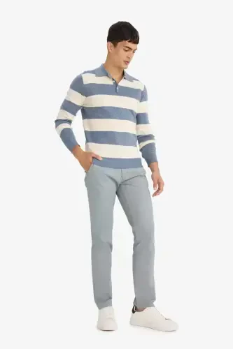 Regular Fit Normal Kesim Düz Paça Chino Pantolon-Gri - 5