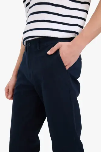 Regular Fit Normal Kesim Düz Paça Chino Pantolon-Lacivert - 5