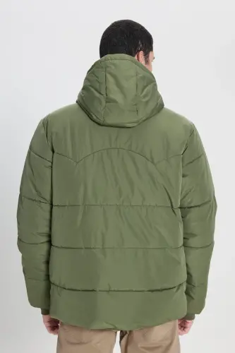 Regular Fit Normal Kesim Kapüşonlu Erkek Yeşil Şişme Mont - Olive Grove-L88BNYA61 - 8