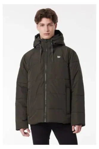 Regular Fit Normal Kesim Kapüşonlu Haki Şişme Mont-Green - LEE (1)