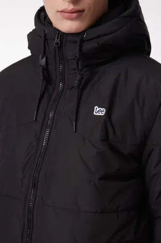 Regular Fit Normal Kesim Kapüşonlu Siyah Şişme Mont - Black-L88BNY01 - 3