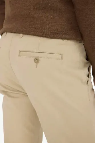 Regular Fit Normal Kesim Yazlık Düz Paça Chino Kanvas Pantolon-Kum - 7