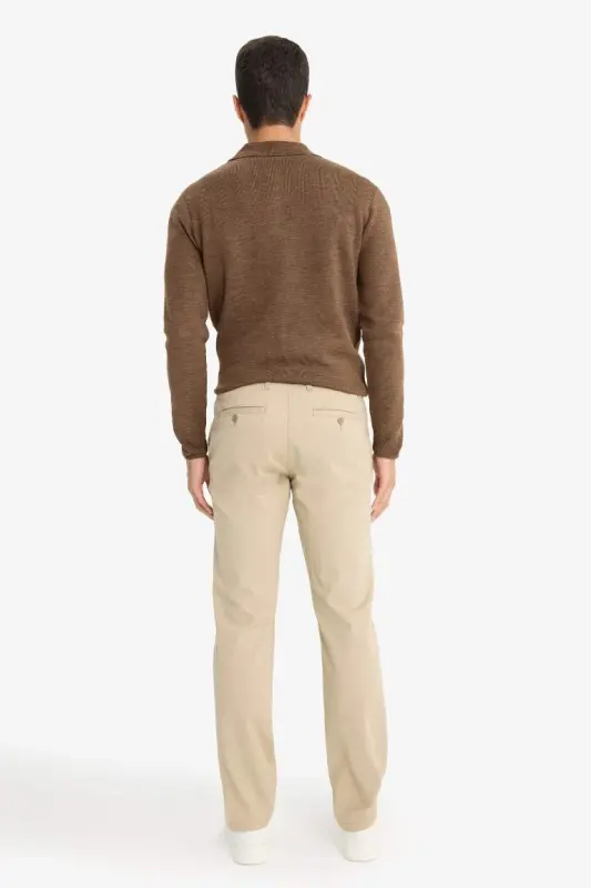 Regular Fit Normal Kesim Yazlık Düz Paça Chino Kanvas Pantolon-Kum - 8