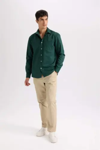 Regular Fit Normal Kesim Yazlık Düz Paça Chino Kanvas Pantolon-Kum - DEFACTO (1)