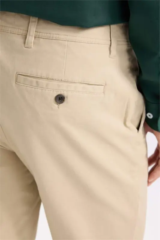 Regular Fit Düz Paça Kanvas Pantolon-Kum - 6