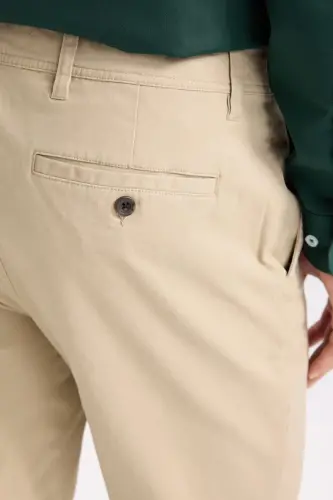 Regular Fit Normal Kesim Yazlık Düz Paça Chino Kanvas Pantolon-Kum - DEFACTO (1)