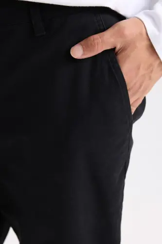 Regular Fit Normal Kesim Yazlık Düz Paça Chino Kanvas Pantolon-Siyah - 1