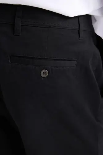 Regular Fit Normal Kesim Yazlık Düz Paça Chino Kanvas Pantolon-Siyah - DEFACTO (1)