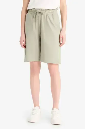 Regular Fit Normal Waist Straight Leg Bermuda Shorts Green - 4