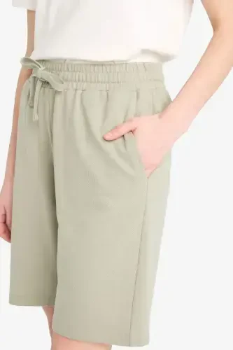 Regular Fit Normal Waist Straight Leg Bermuda Shorts Green - 5