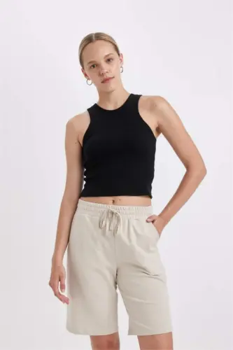 Regular Fit Нормальная Посадка Прямые Штанины Шорты-Бермуды - Песок - 4