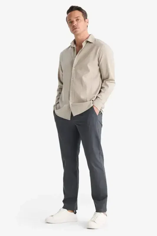 Regular Fit Oddiy Kesim To'g'ri Poy Chino Shim - Antratsit - 2