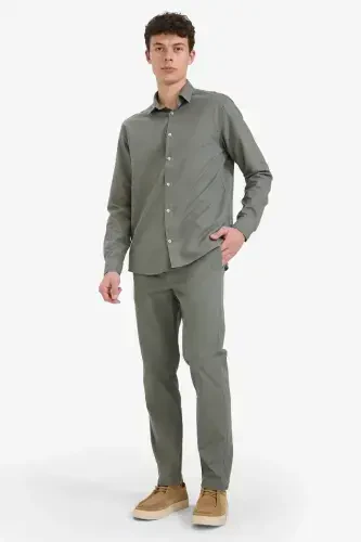 Regular Fit Normal Kesim Yazlık Düz Paça Chino Kanvas Pantolon-Haki - DEFACTO (1)