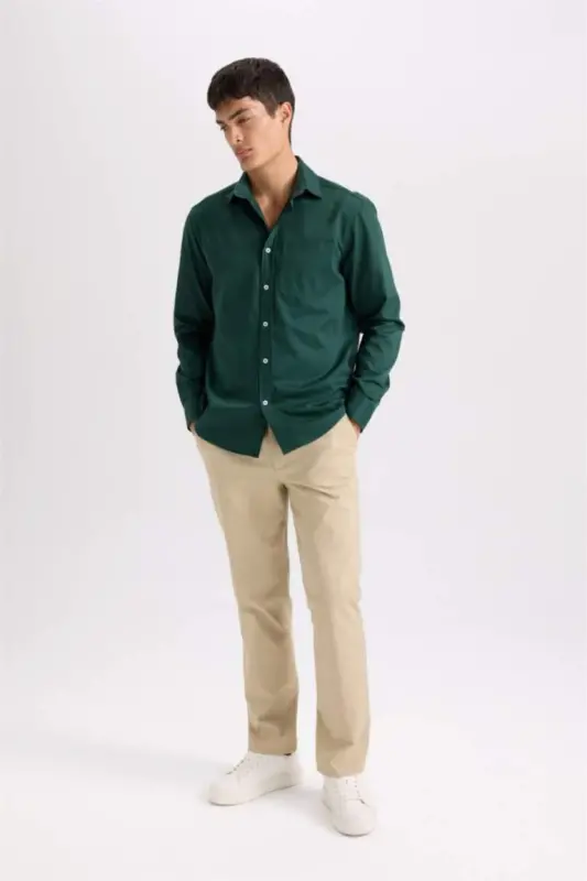 Regular Fit Oddiy Kesim Yozgi To'g'ri Poy Chino Kanvas Shim - Qum - 1