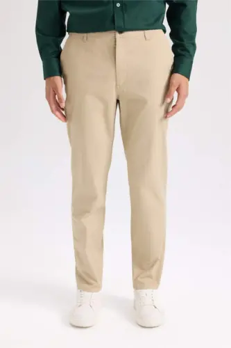 Regular Fit Oddiy Kesim Yozgi To'g'ri Poy Chino Kanvas Shim - Qum - 4