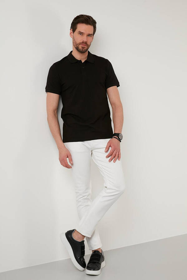 Siyah Regular Fit Pamuklu Düğmeli Polo Tişört 5902326-Siyah - 11