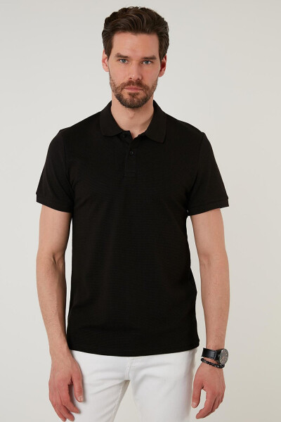 Siyah Regular Fit Pamuklu Düğmeli Polo Tişört 5902326-Siyah - 14