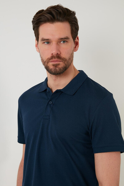 İndigo Regular Fit Pamuklu Düğmeli Polo Tişört 5902326-İndigo - 9