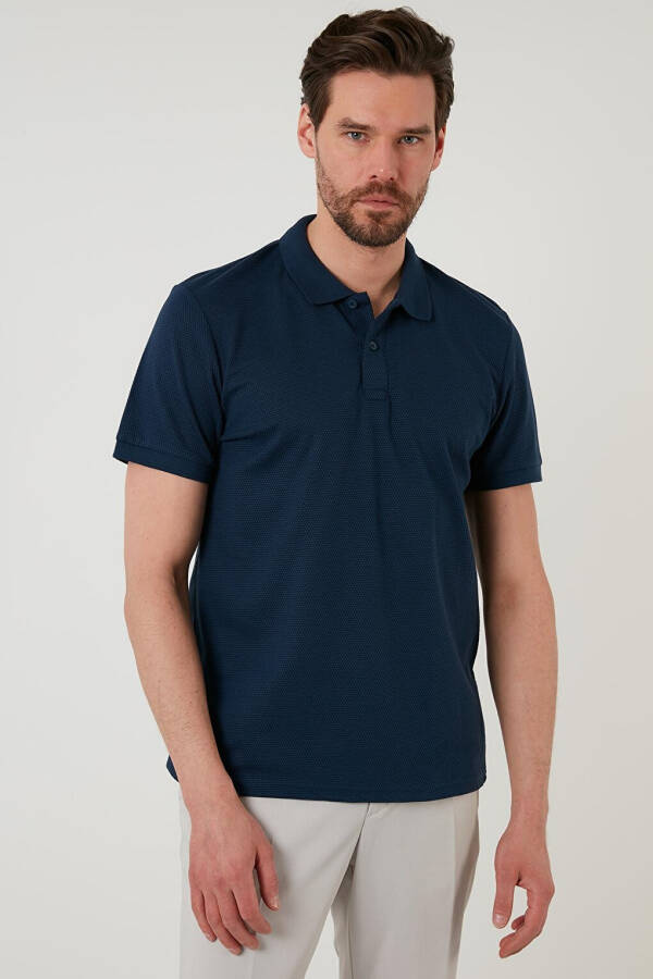 İndigo Regular Fit Pamuklu Düğmeli Polo Tişört 5902326-İndigo - 11