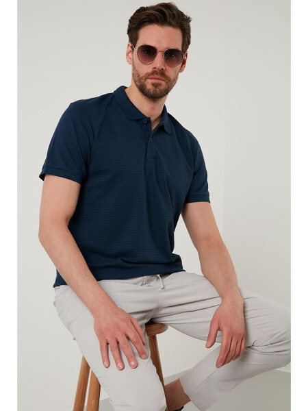 İndigo Regular Fit Pamuklu Düğmeli Polo Tişört 5902326-İndigo - 1