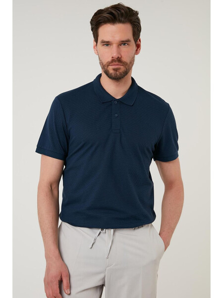 İndigo Regular Fit Pamuklu Düğmeli Polo Tişört 5902326-İndigo - 3