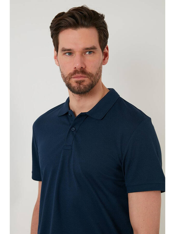 İndigo Regular Fit Pamuklu Düğmeli Polo Tişört 5902326-İndigo - 6