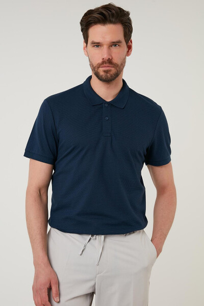 İndigo Regular Fit Pamuklu Düğmeli Polo Tişört 5902326-İndigo - 14