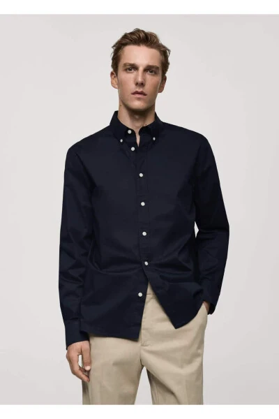 Regular fit pamuklu gömlek-Lacivert - 1