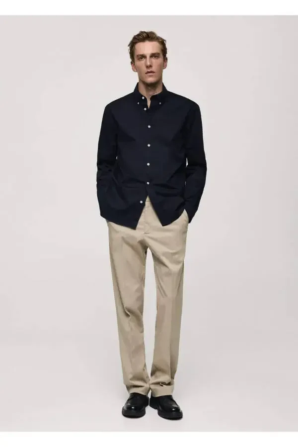 Regular fit pamuklu gömlek-Lacivert - 2