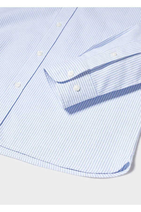Regular Fit Pamuklu Oxford Gömlek-Mavi - 5