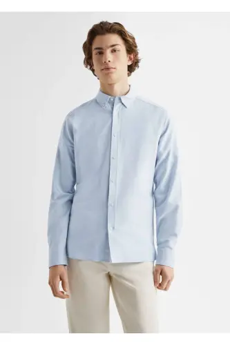 Regular Fit Pamuklu Oxford Gömlek - Gök Mavisi - 1