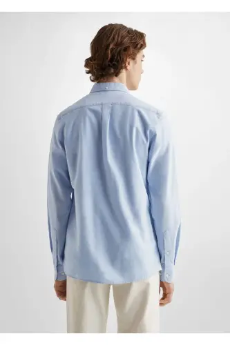 Regular Fit Pamuklu Oxford Gömlek - Gök Mavisi - 4