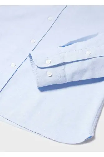 Regular Fit Pamuklu Oxford Gömlek - Gök Mavisi - 5