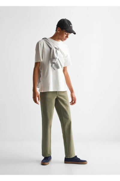 Regular Fit Pamuklu Pantolon-Haki Renk - 2
