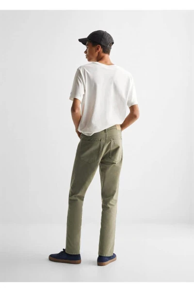 Regular Fit Pamuklu Pantolon-Haki Renk - 4