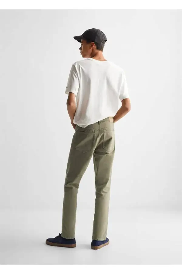 Regular Fit Pamuklu Pantolon-Haki Renk - 4