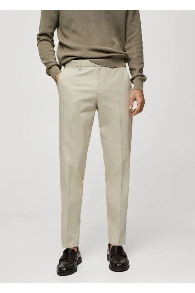 Regular fit pamuklu pantolon-Açık/Pastel Gri - MANGO MAN