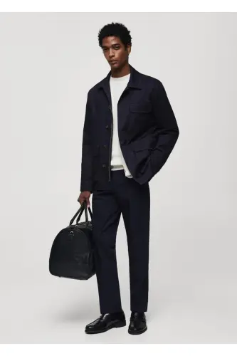 Regular fit pamuklu pantolon - Lacivert - MANGO MAN (1)