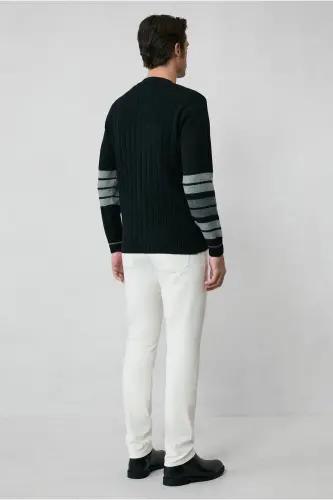 Regular Fit Patterned Wool Cotton Knit Cardigan - 6