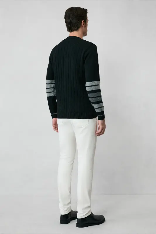 Regular Fit Patterned Wool Cotton Knit Cardigan - 6